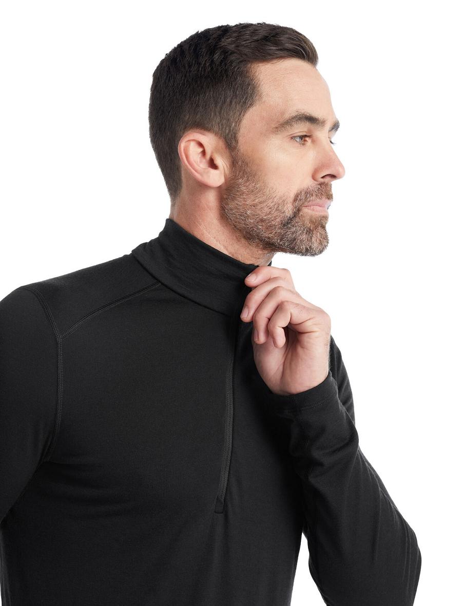 Base Layers Icebreaker Merino 200 Oasis Long Sleeve Half Zip Thermal Top Homme Noir | FR 1361UZGT